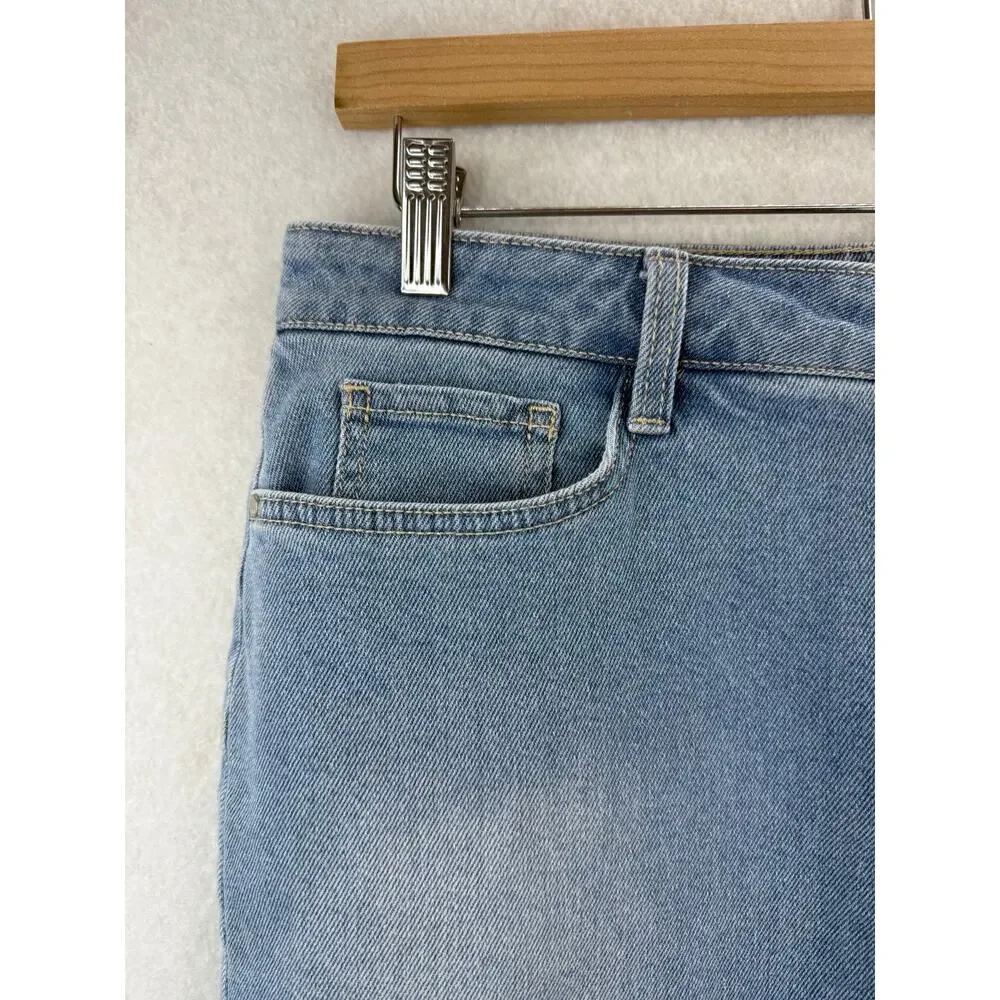 A.N.A Light Wash Denim‎ Jean Mini Skirt Sz 14 Beachy Western Feminine Classic